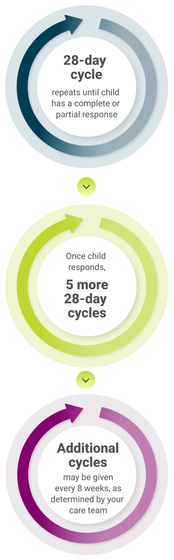 DANYELZA treatment cycles showing response evaluation timeline